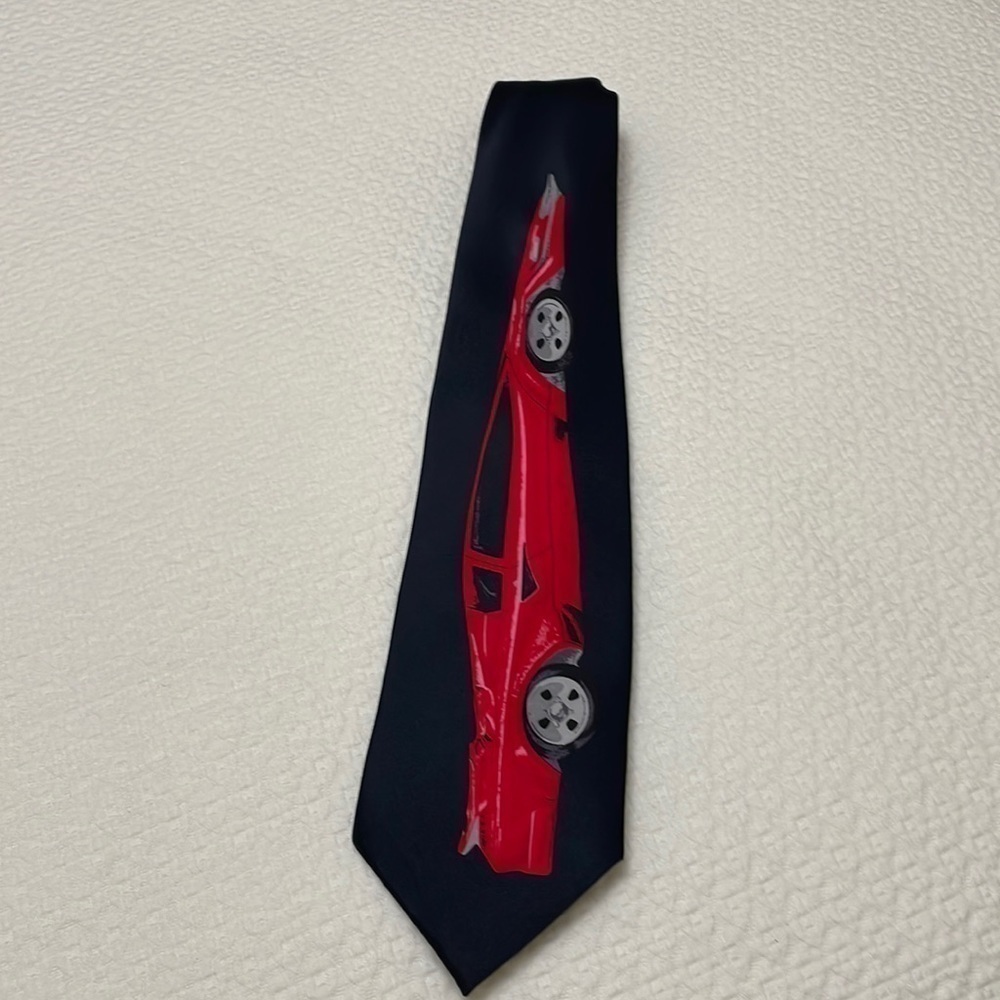 Robin Ruth Black With Red Sports Car—Lamborghini? Silk Tie—Great Condition!